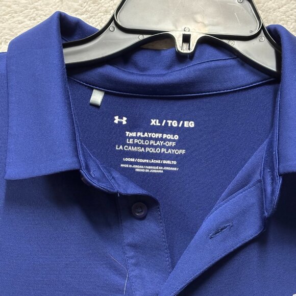 Under Armour Shirt Mens XL Blue Purple Geometric Polo Activewear Short Sleeve - Picture 3 of 6